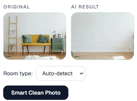 AI Smart Clean before and after interface
